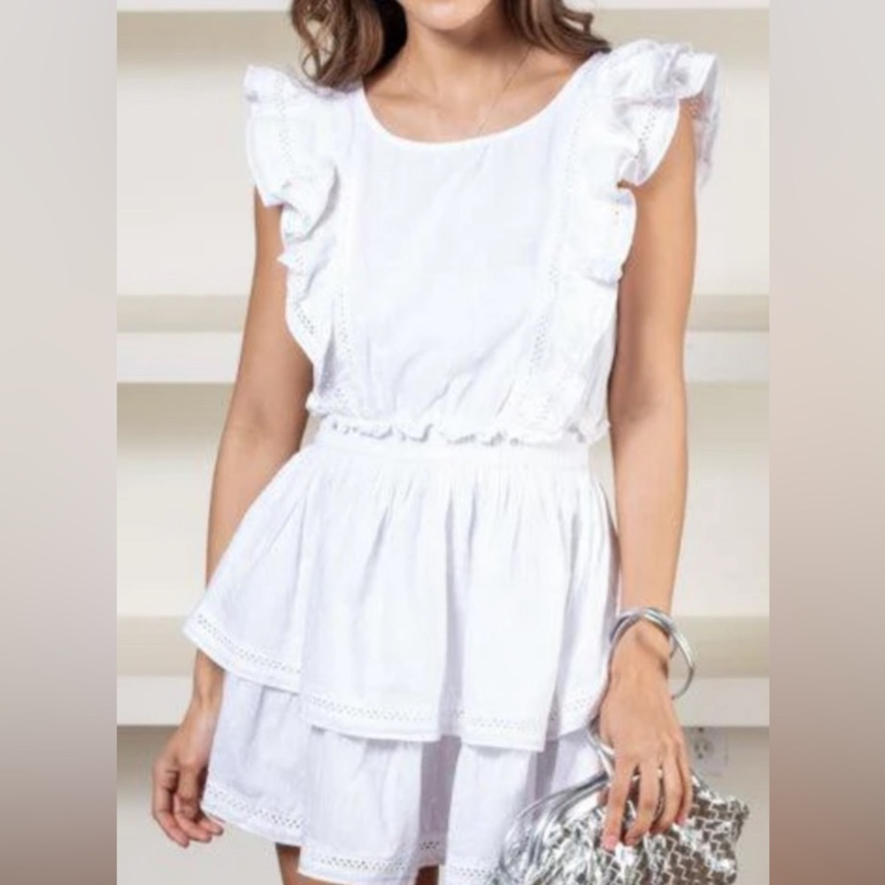 steve madden ruffle white mini dress